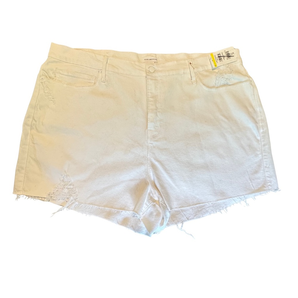 NWT Good American Good ’90s Shorts | Size 20 | White Distressed Denim